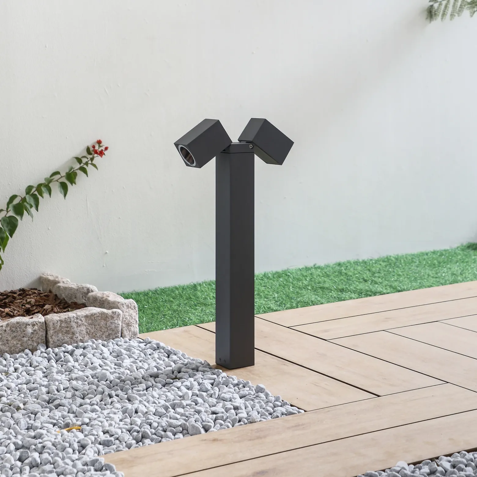 Baliza Lindby Othil, 2 luces, 50 cm, antracita, metal
