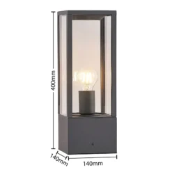 Baliza Lindby Peldar, antracita/transparente, altura 40 cm, cristal