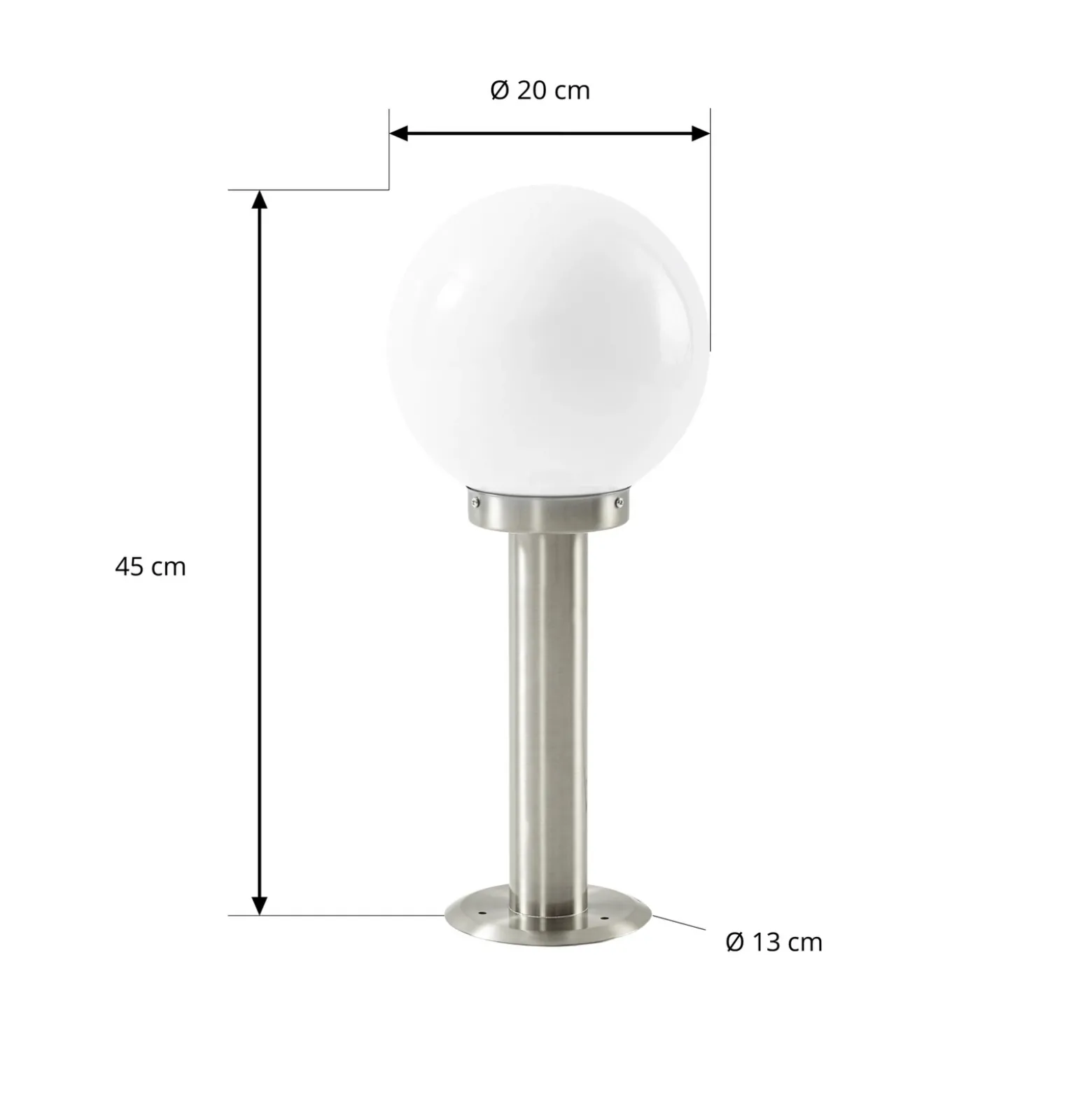 Baliza Lindby Vedran, altura 45 cm, PMMA, acero inoxidable