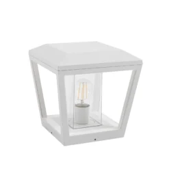 Baliza Lucande Dunia, blanca, metal, 24 cm, E27, IP54