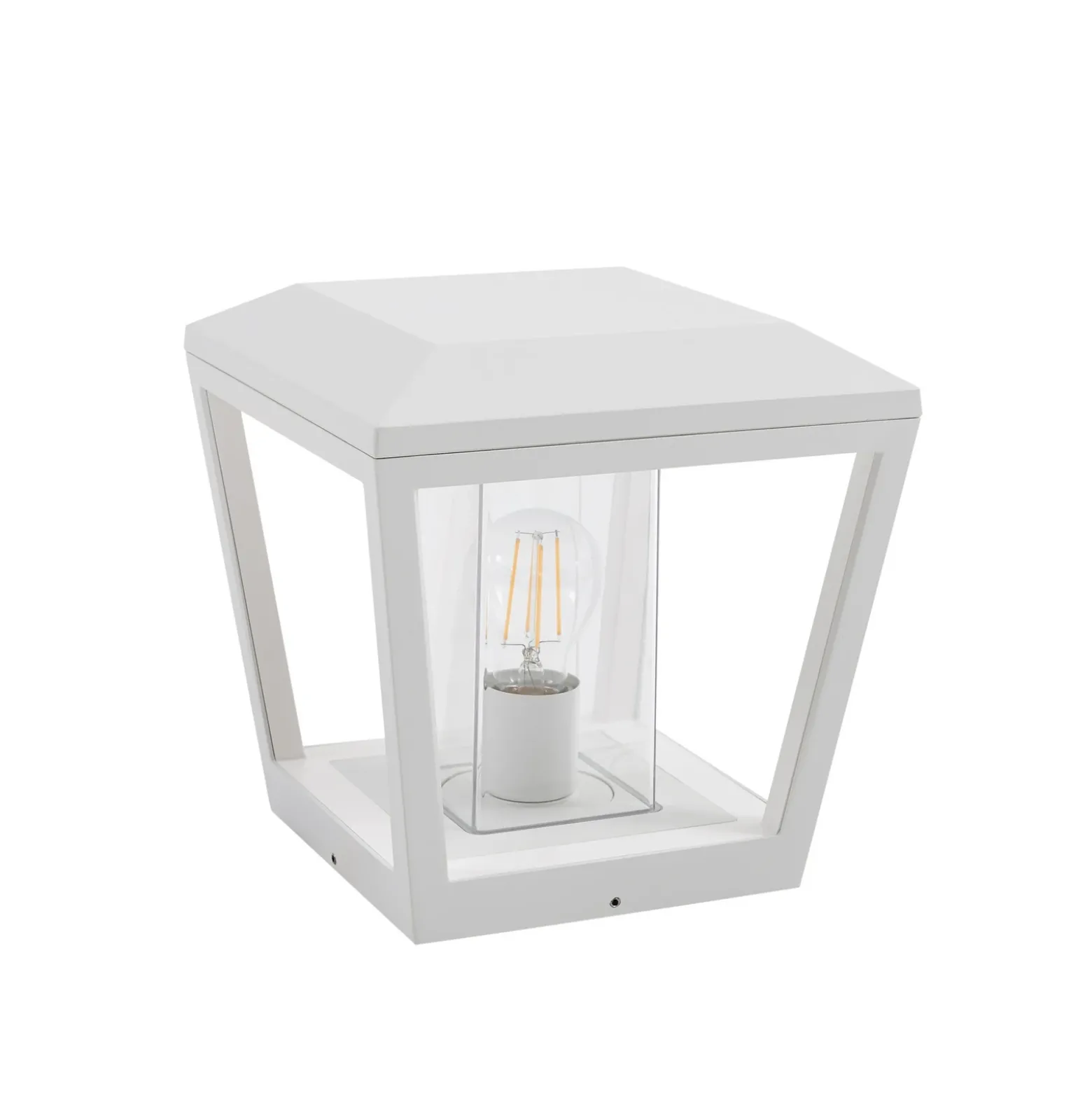 Baliza Lucande Dunia, blanca, metal, 24 cm, E27, IP54
