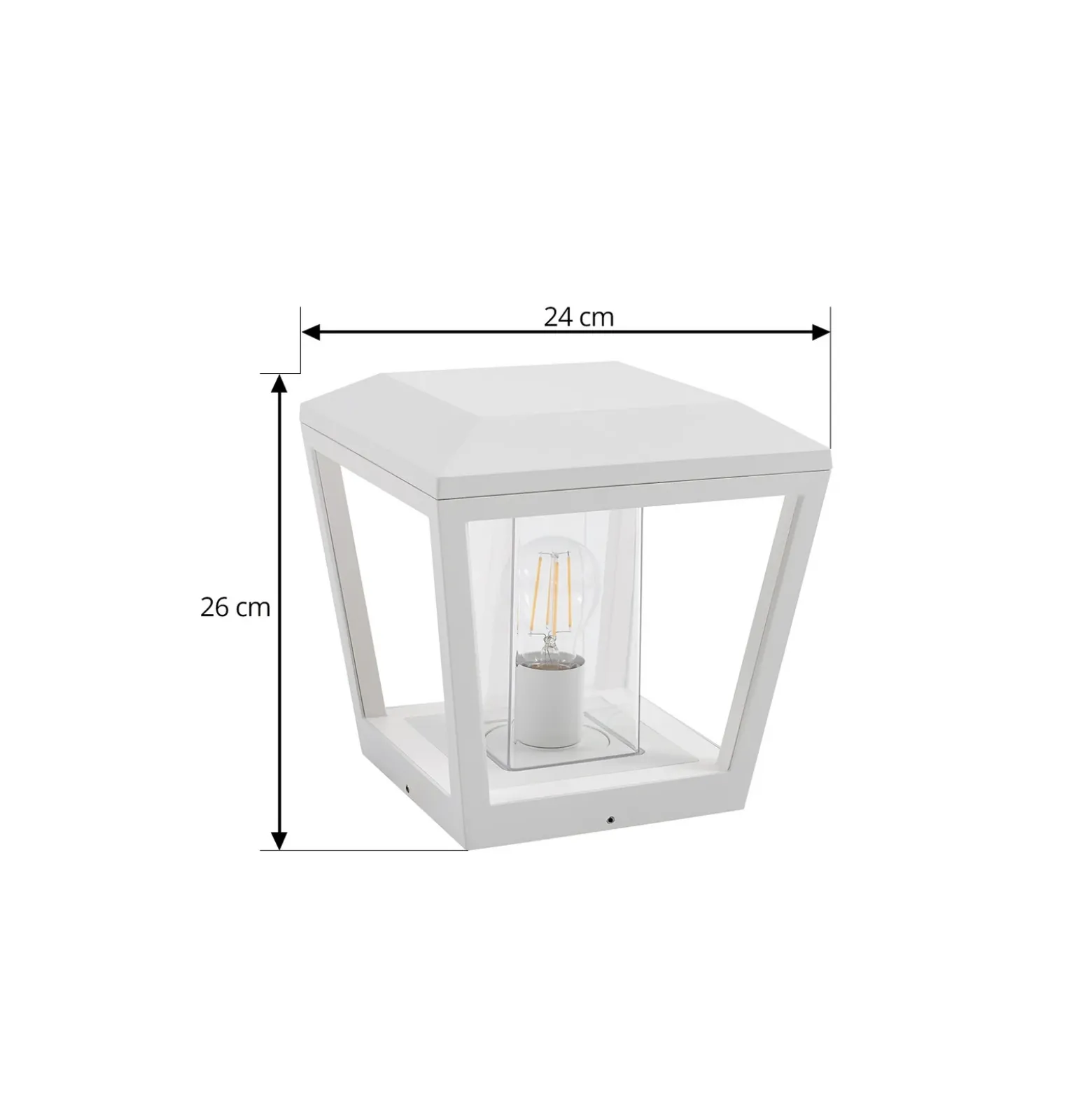 Baliza Lucande Dunia, blanca, metal, 24 cm, E27, IP54