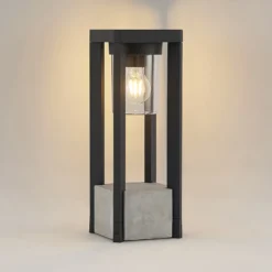 Baliza Lucande Kalisa, E27, IP44, 42 cm, gris, metal