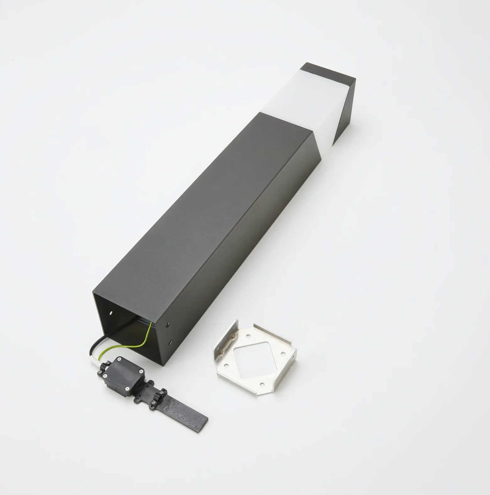 Baliza Lucande Kiran, 60 cm, gris, metal, IP44, E27
