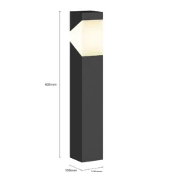 Baliza Lucande Kiran, 60 cm, gris, metal, IP44, E27