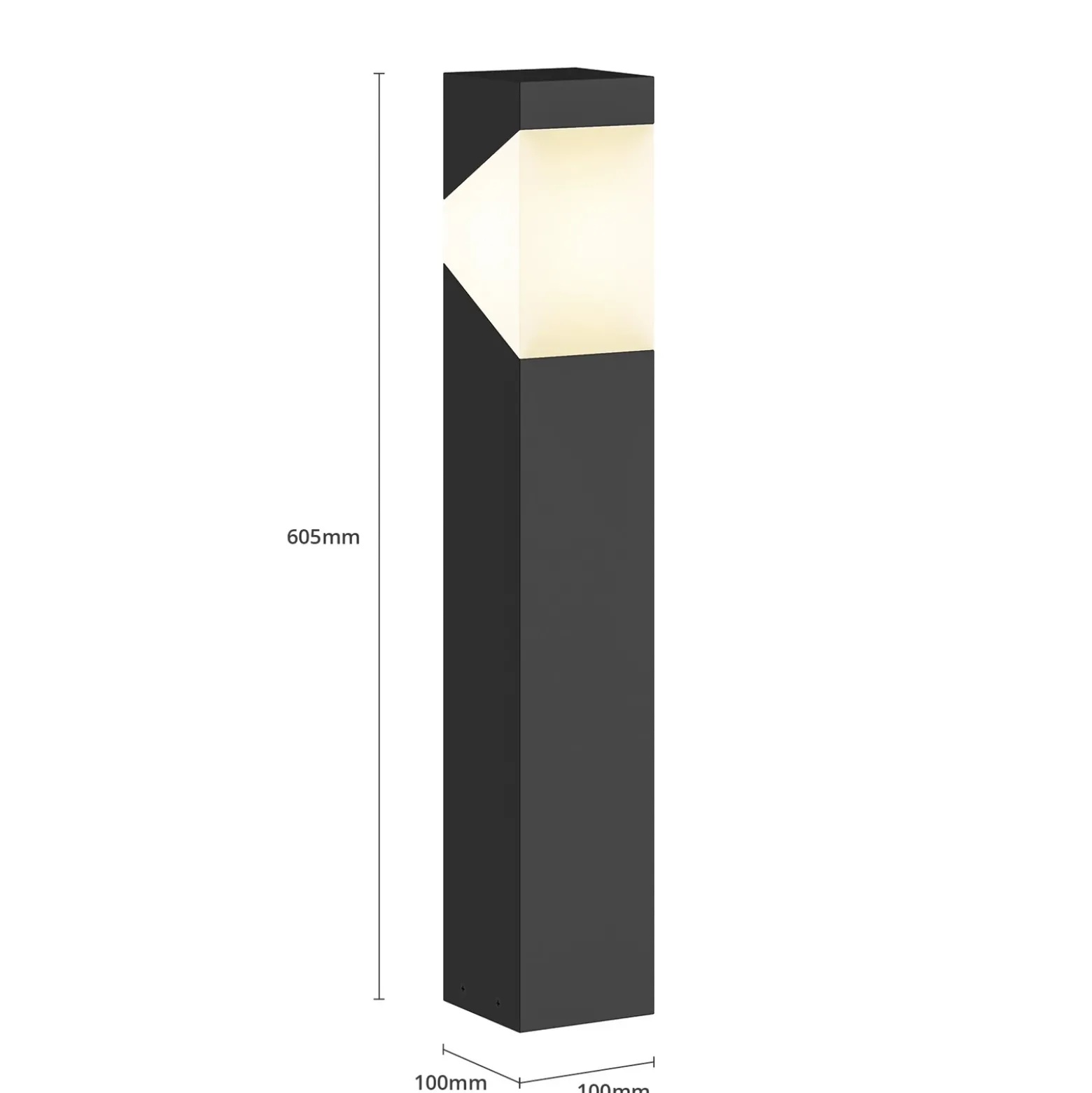 Baliza Lucande Kiran, 60 cm, gris, metal, IP44, E27