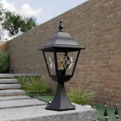 Baliza Norfolk, negro/transparente, con cristal al plomo, IP43