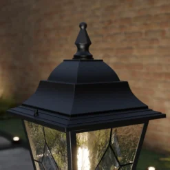 Baliza Norfolk, negro/transparente, con cristal al plomo, IP43