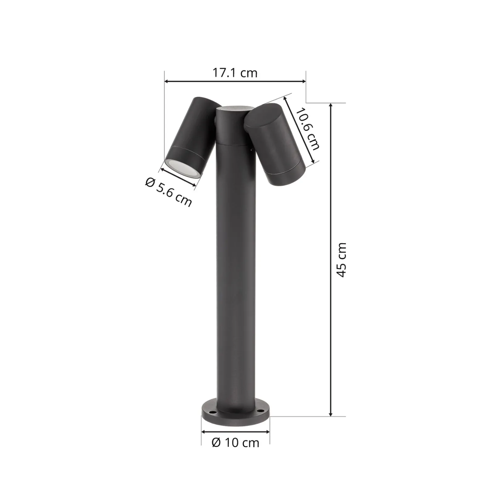 Baliza Tulimar de PRIOS, 2 luces, 45 cm, antracita, IP65