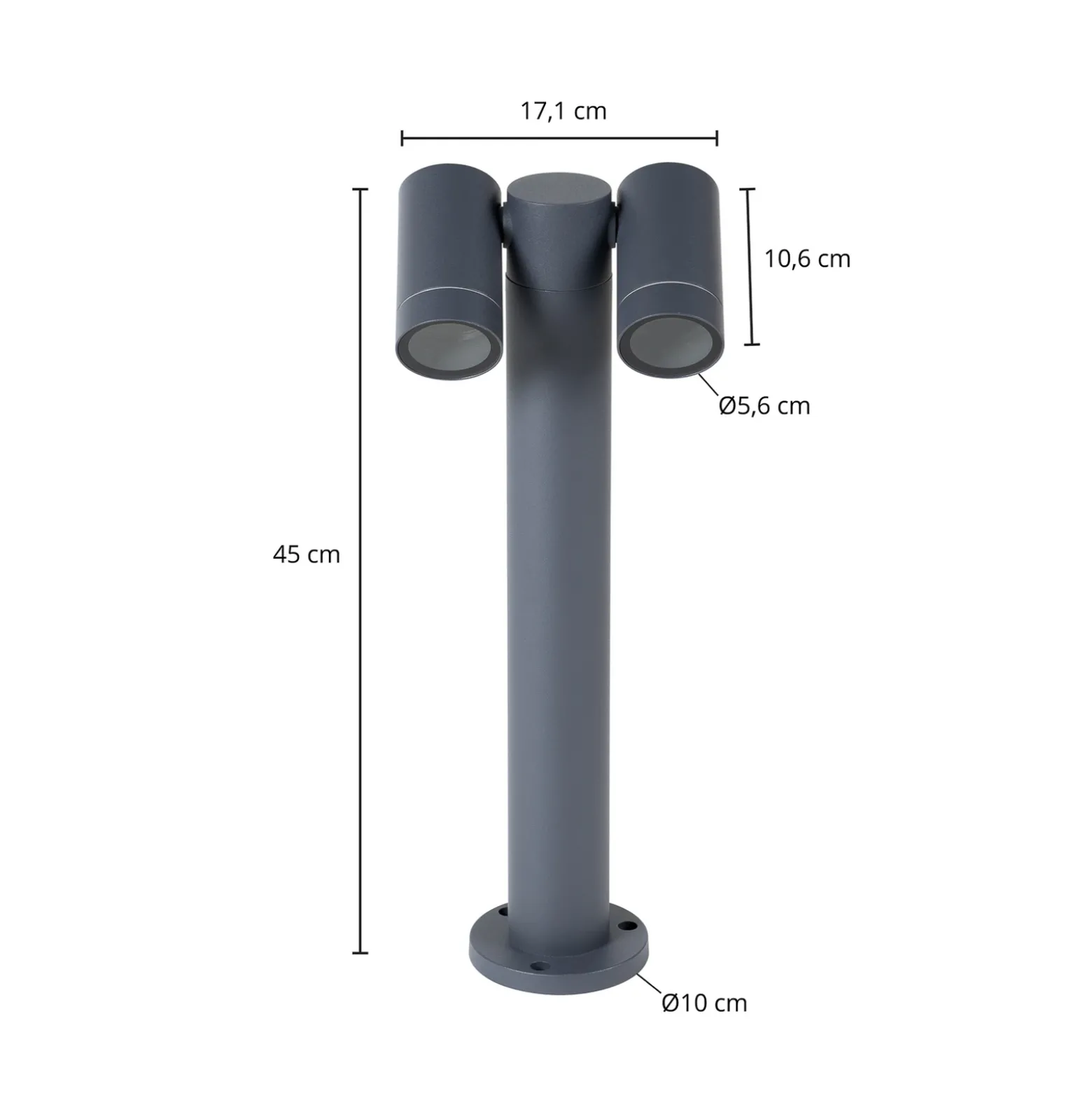 Baliza Tulimar de PRIOS, 2 luces, 45 cm, antracita, IP65