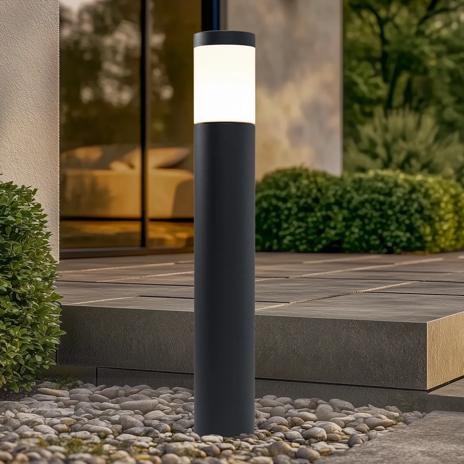 Bega bolardo luminoso 84417 K3, grafito, 3.000 K, fundición de aluminio