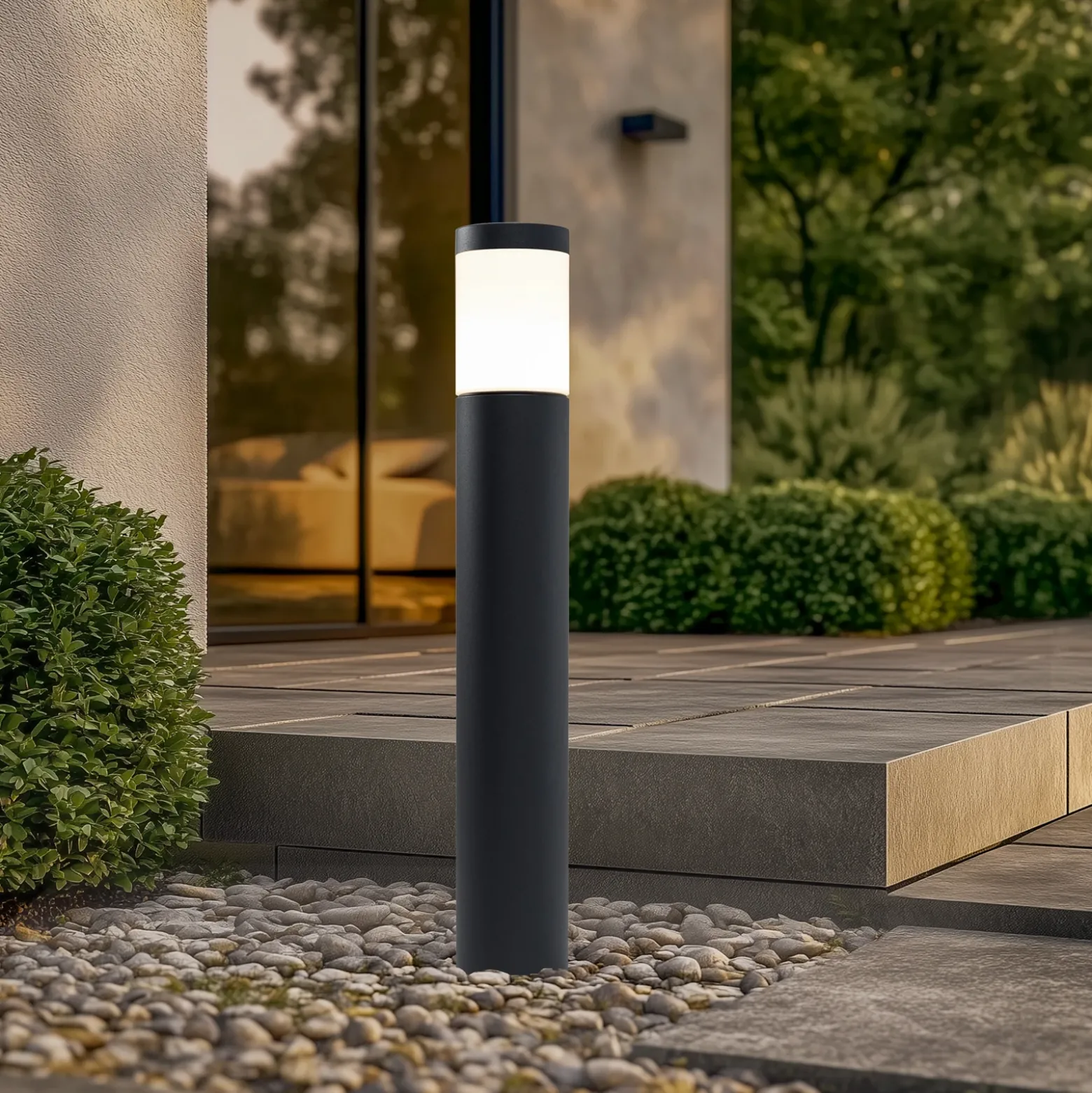 Bega bolardo luminoso 84417 K3, grafito, 3.000 K, fundición de aluminio