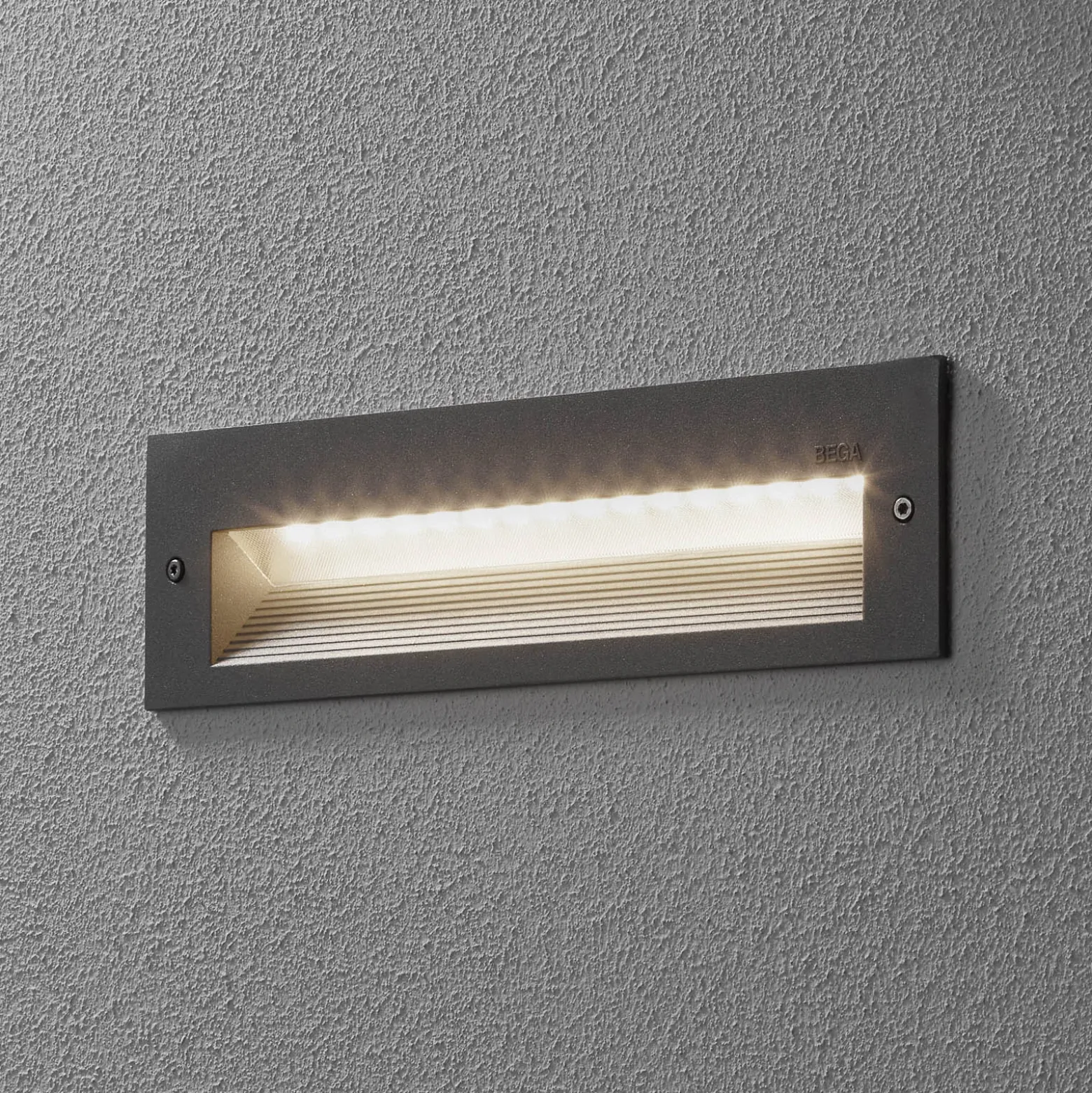 BEGA 33054 empotrado pared LED 3.000K plata 26 cm