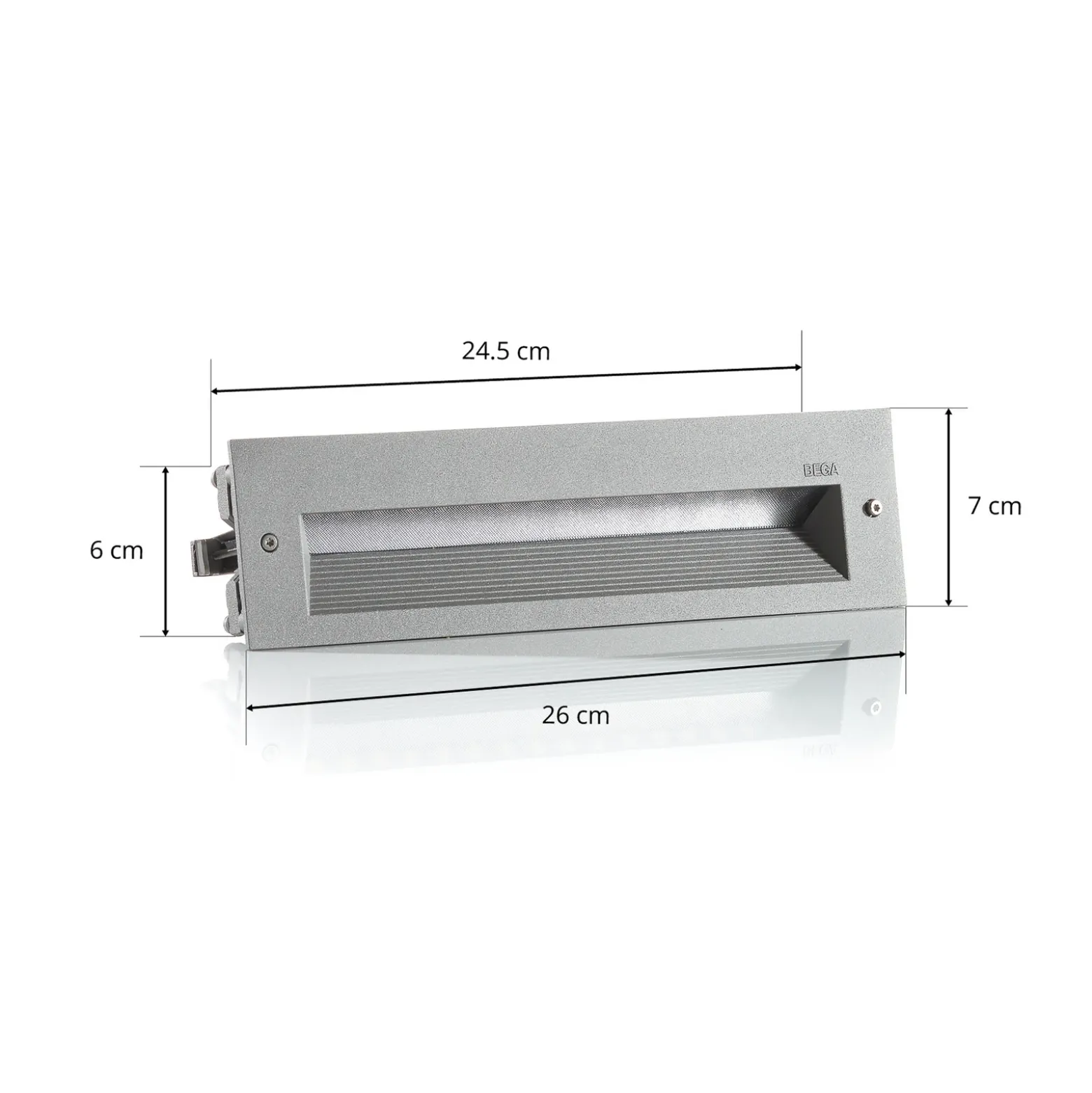 BEGA 33054 empotrado pared LED 3.000K plata 26 cm