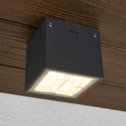 Bega 66157K3 Plafón para exterior, color grafito, 3.000 K, 38°