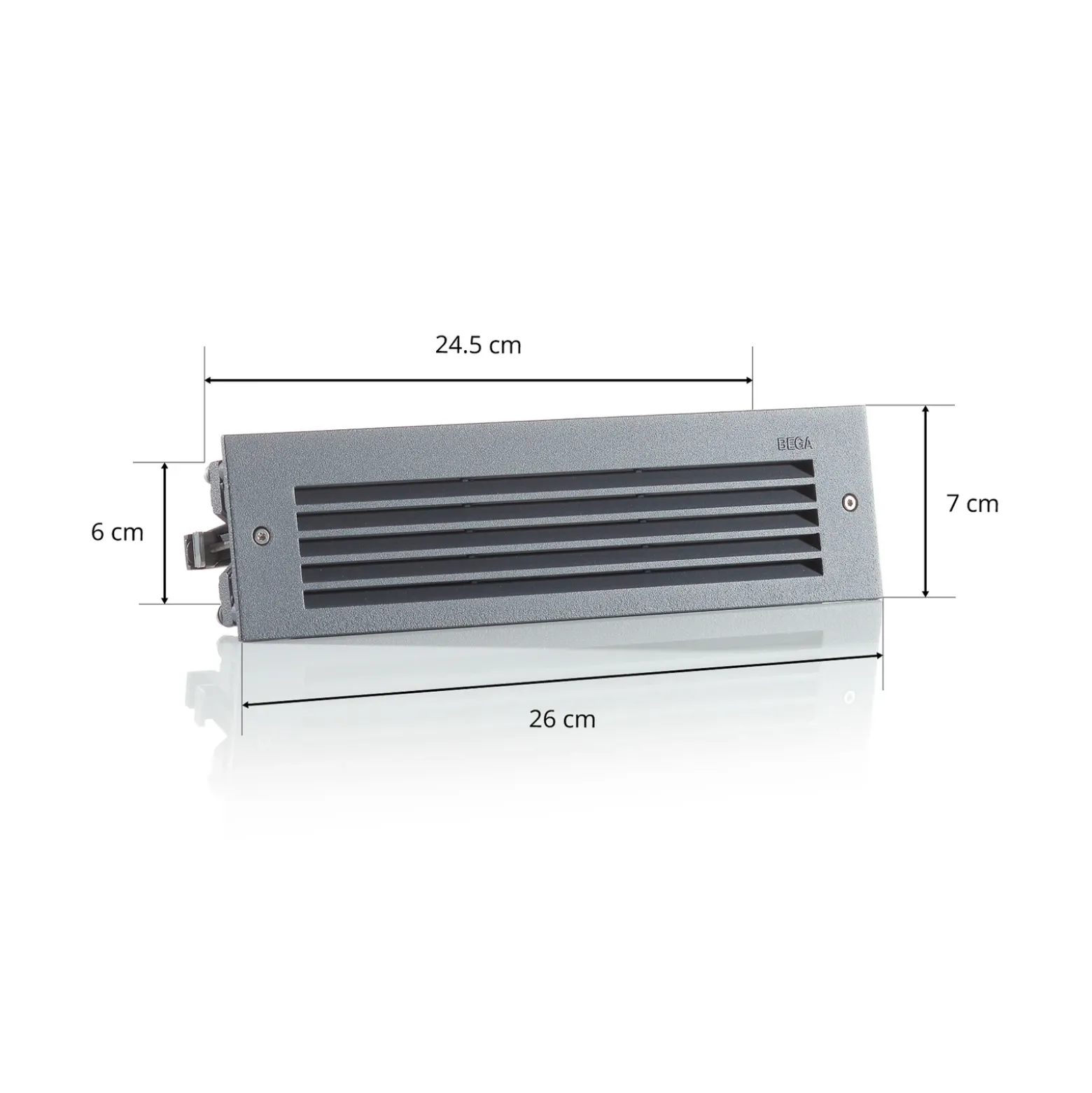 Bega Lámpara de pared LED empotrable gris ancho 26 cm Interruptor CCT