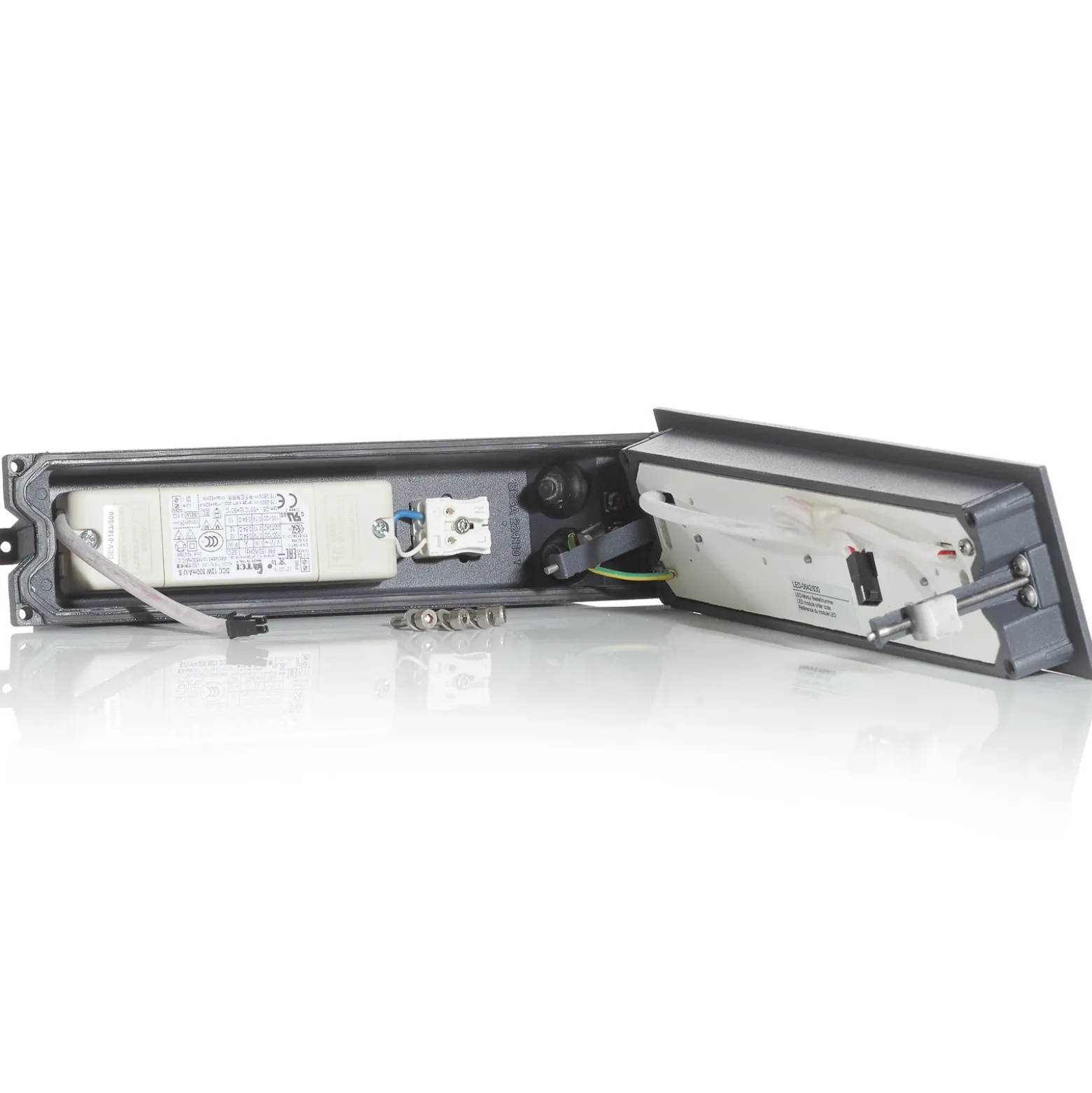 Bega Lámpara de pared LED empotrable gris ancho 26 cm Interruptor CCT