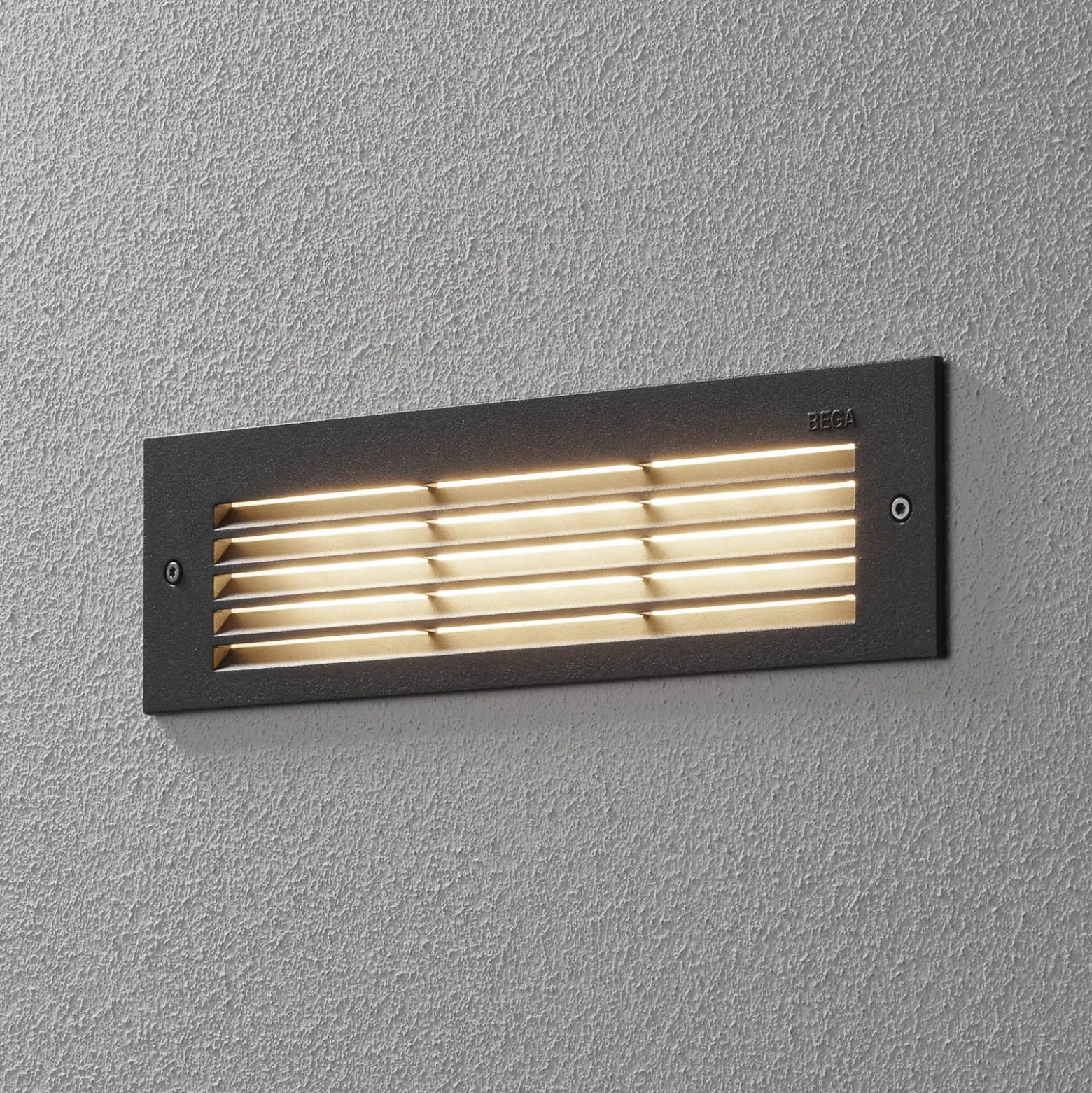 Bega Lámpara de pared LED empotrable gris ancho 26 cm Interruptor CCT