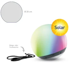 Bola LED tint Pendula Solar IP44, blanco, CCT, RGB
