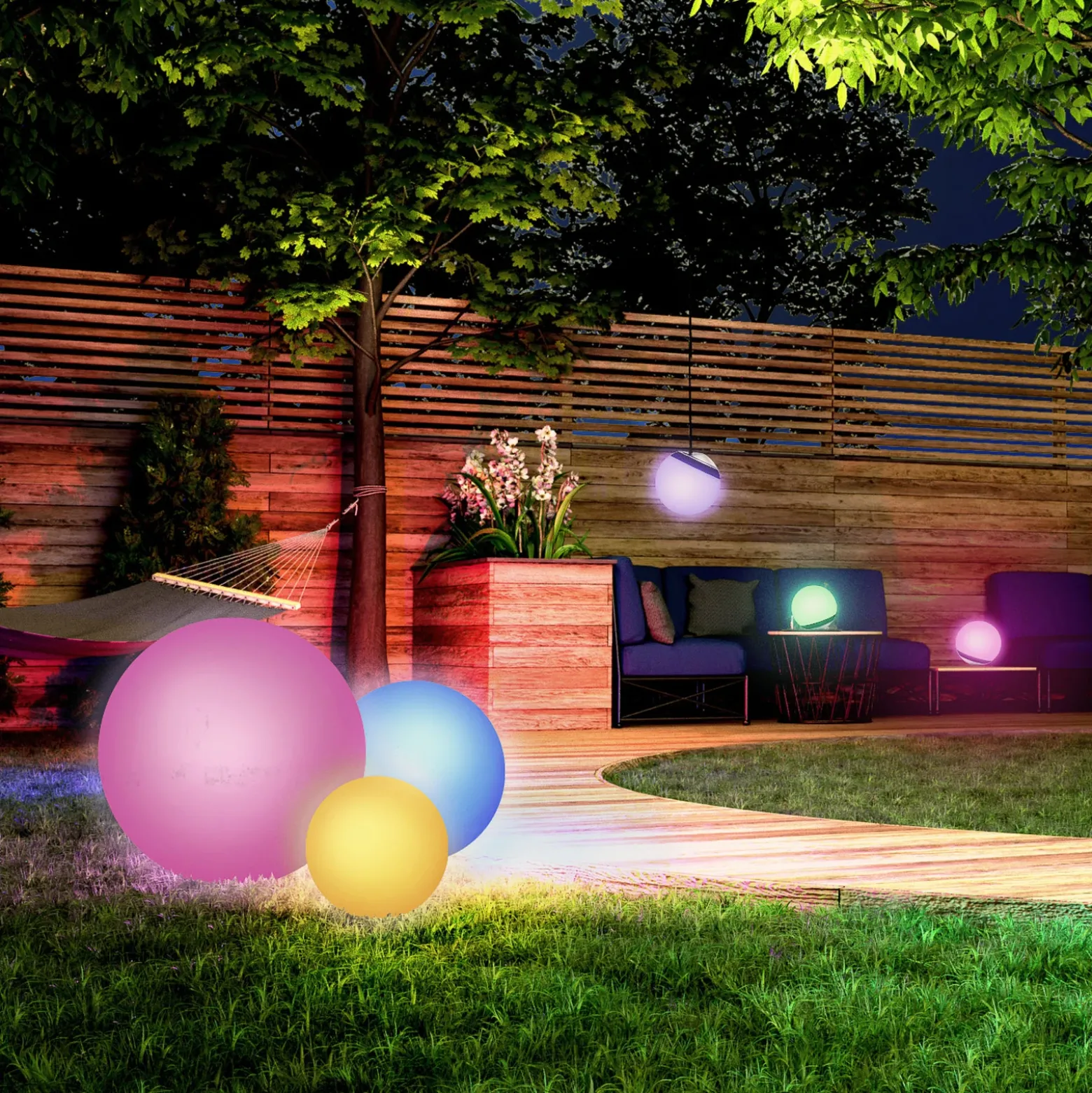 Bola LED tint Pendula Solar IP44, blanco, CCT, RGB