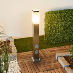 Bolardo luminoso 400166, acero inoxidable con 2 enchufes