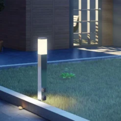Bolardo luminoso 400166, acero inoxidable con 2 enchufes