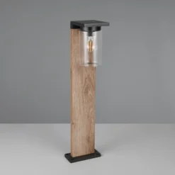 Bolardo luminoso ARDILA, aspecto de madera, altura 65 cm, metal/vidrio, IP44