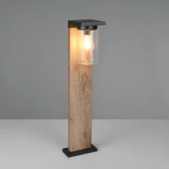 Bolardo luminoso ARDILA, aspecto de madera, altura 65 cm, metal/vidrio, IP44