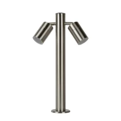 Bolardo luminoso ARNE, color cromo, con 2 luces. Altura: 50 cm. IP44. GU10-LED