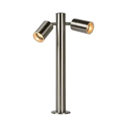 Bolardo luminoso ARNE, color cromo, con 2 luces. Altura: 50 cm. IP44. GU10-LED