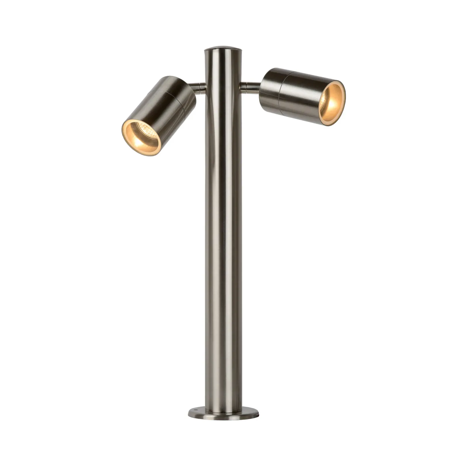 Bolardo luminoso ARNE, color cromo, con 2 luces. Altura: 50 cm. IP44. GU10-LED