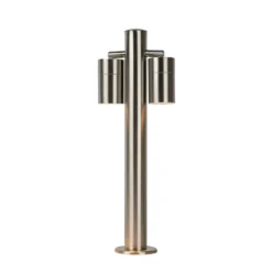 Bolardo luminoso ARNE, color cromo, con 2 luces. Altura: 50 cm. IP44. GU10-LED