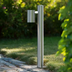 Bolardo luminoso ARNE, color cromo, 1 luz. Altura: 50 cm. IP44. GU10-LED