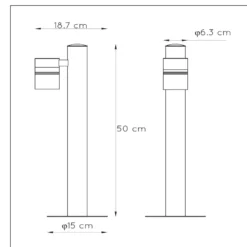 Bolardo luminoso ARNE, negro, 1 luz, altura 50 cm, IP44, LED GU10