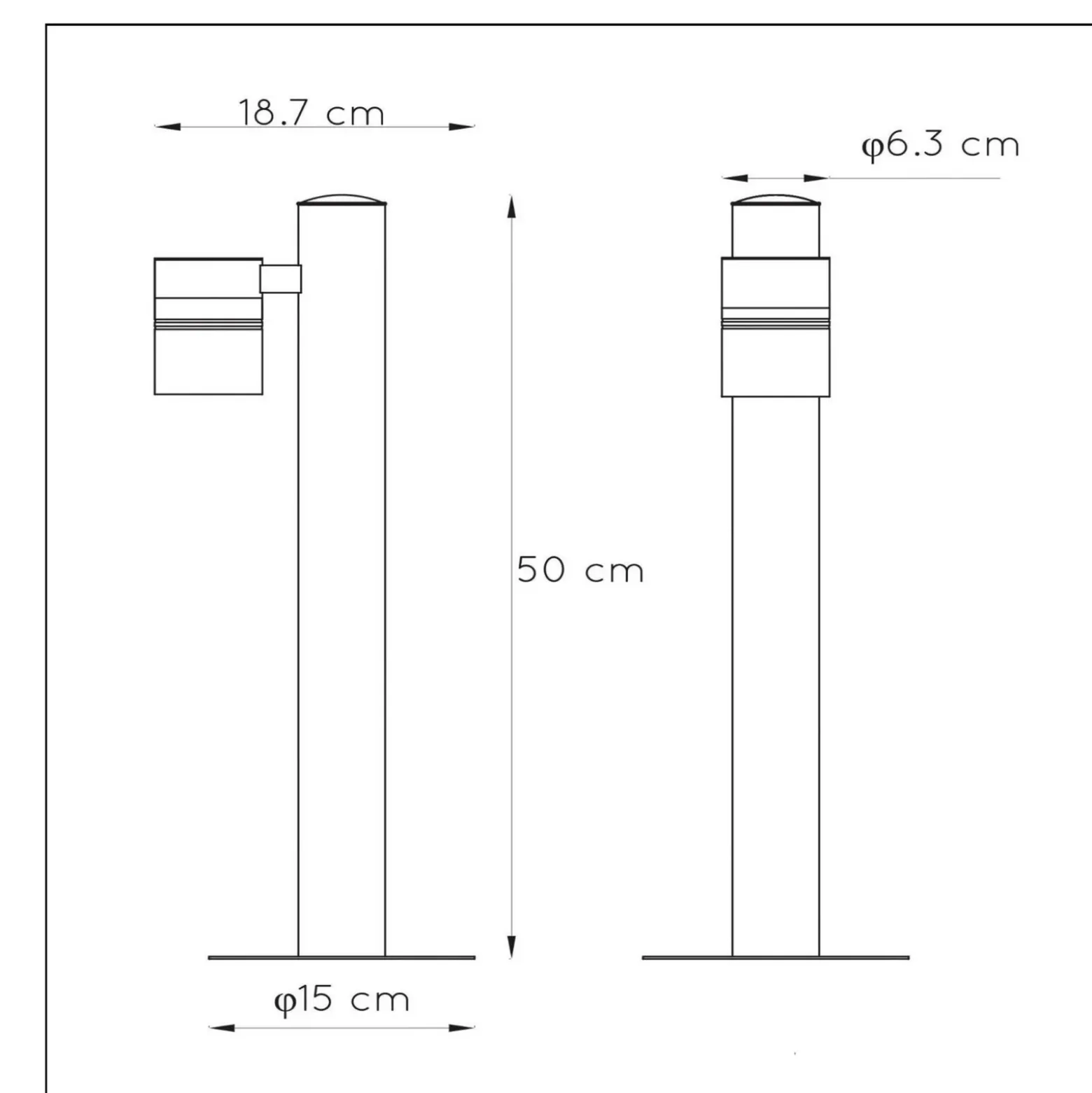 Bolardo luminoso ARNE, negro, 1 luz, altura 50 cm, IP44, LED GU10