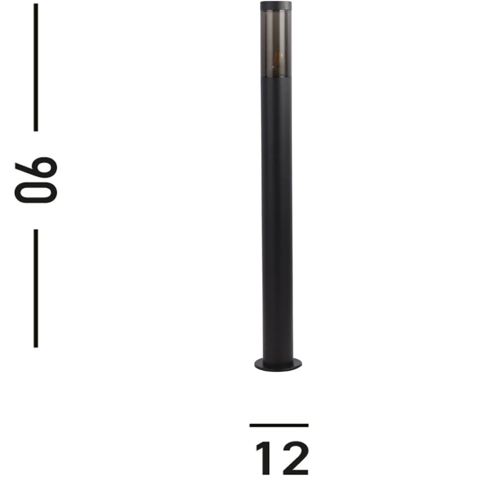 Bolardo luminoso Batton, IP44, negro, altura 90 cm, metal