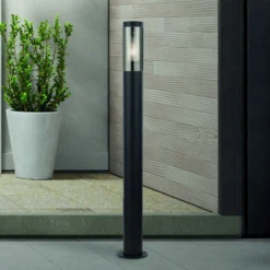 Bolardo luminoso Batton, IP44, negro, altura 90 cm, metal