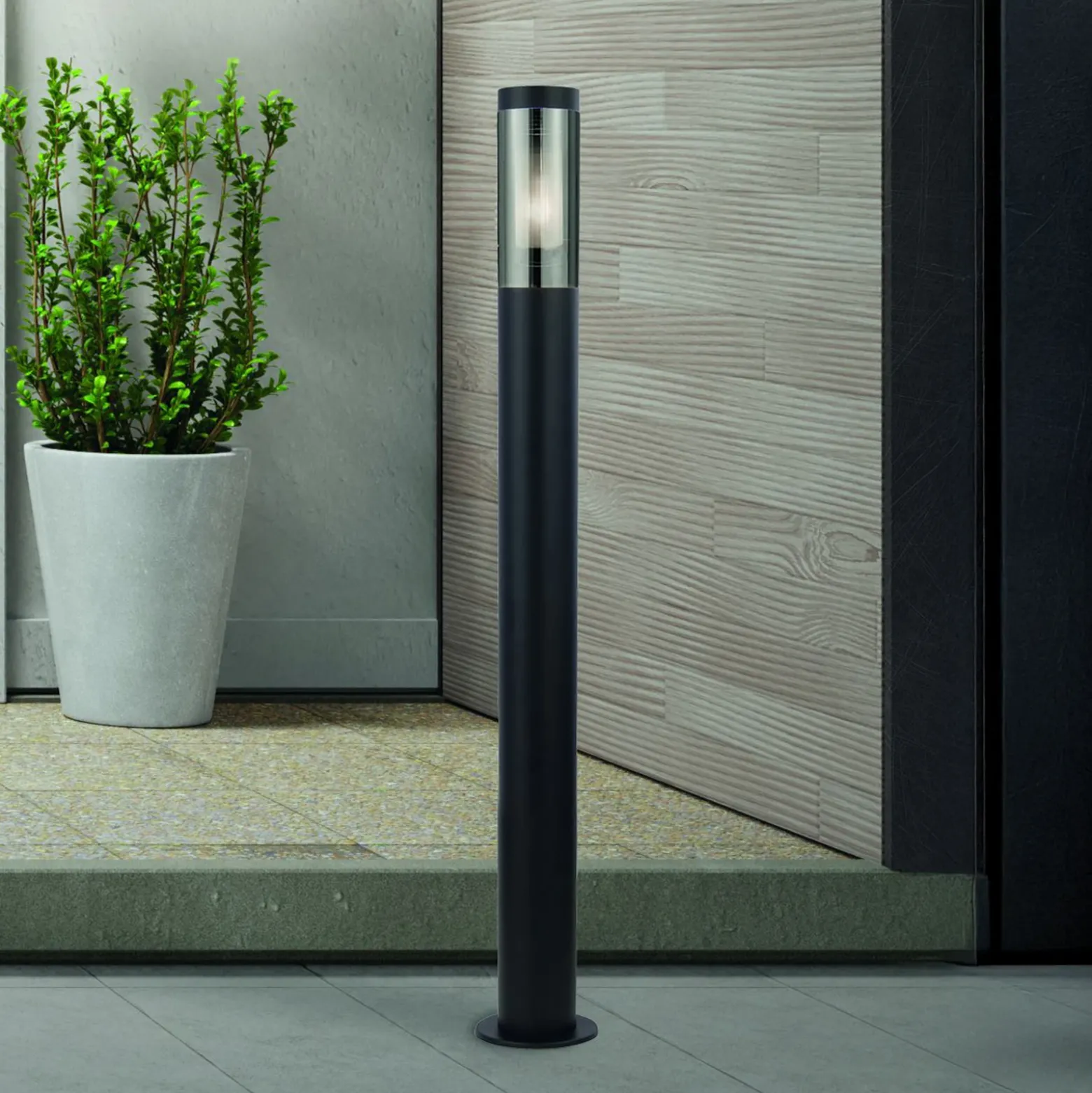 Bolardo luminoso Batton, IP44, negro, altura 90 cm, metal