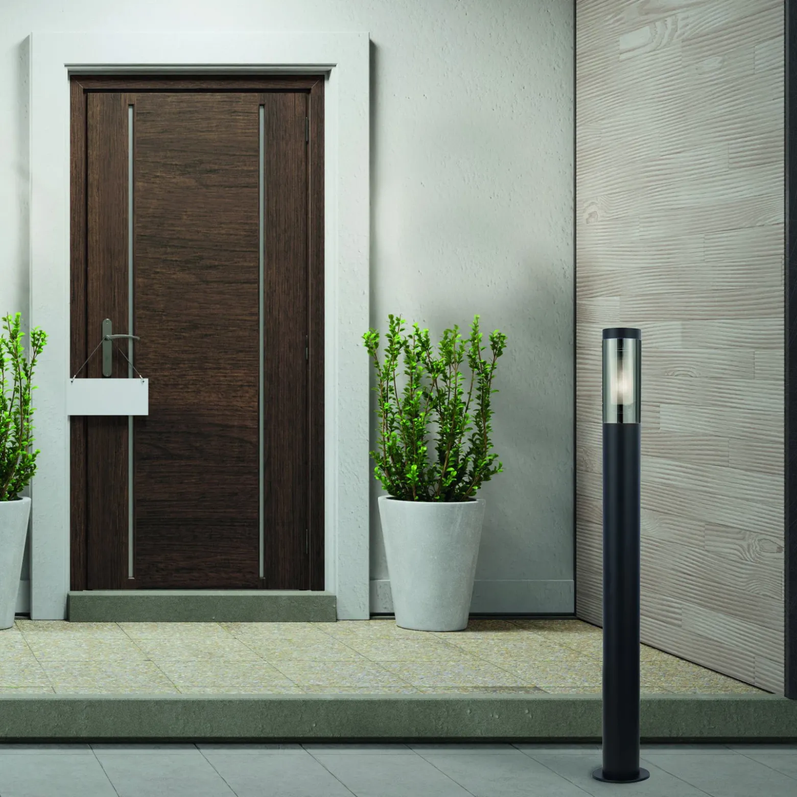 Bolardo luminoso Batton, IP44, negro, altura 90 cm, metal