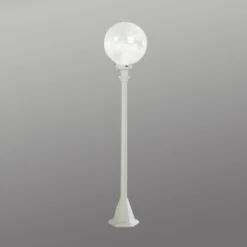 Bolardo luminoso blanco, con vidrio burbuja