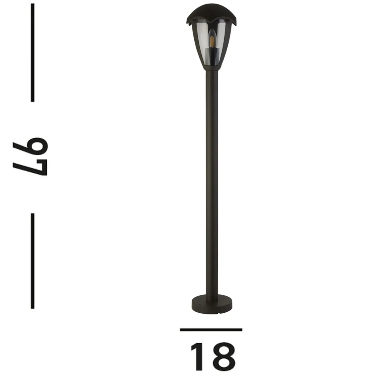 Bolardo luminoso Bluebell, IP44, negro, altura 97 cm, metal