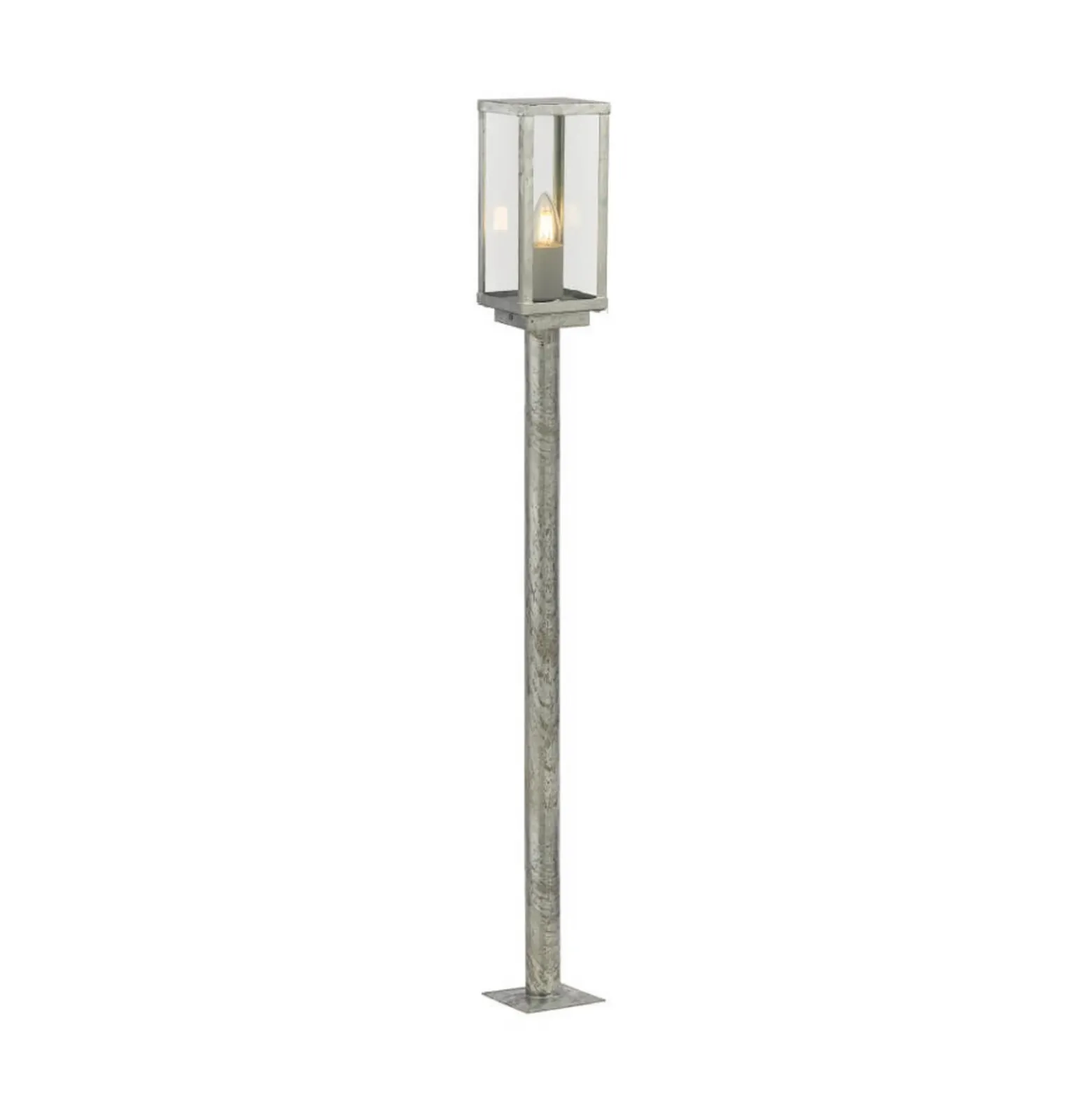 Bolardo luminoso Box II, 90 cm de altura, plateado/claro, cristal, IP44