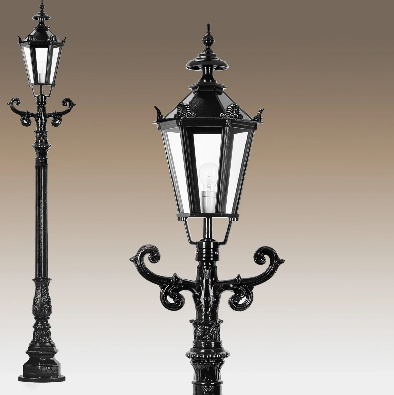 Bolardo luminoso Brighton, negro, altura 95 cm, metal, IP44