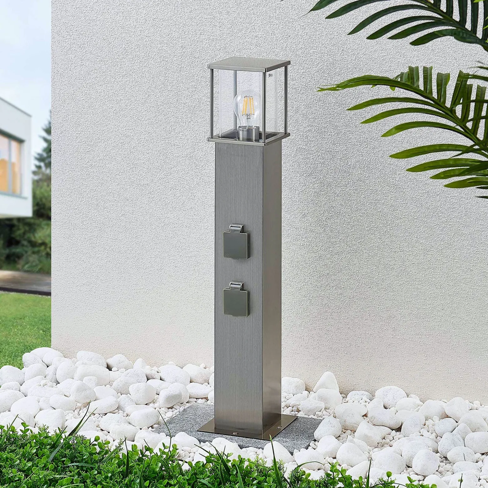 Bolardo luminoso Caspa con 2 enchufes