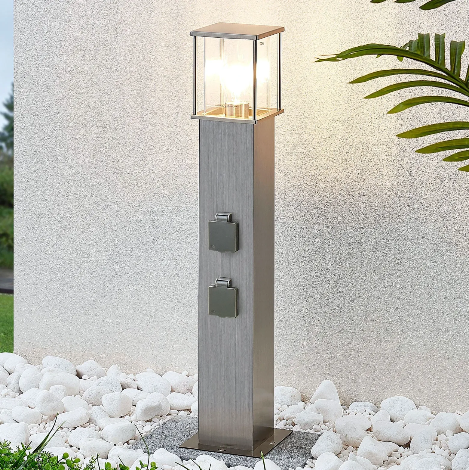 Bolardo luminoso Caspa con 2 enchufes