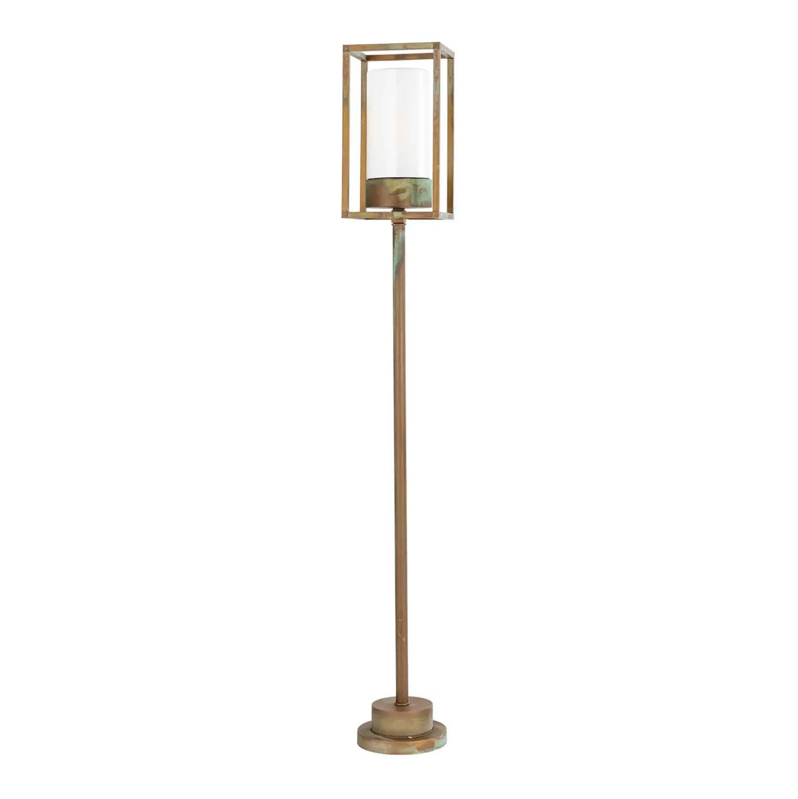 Bolardo luminoso Cubic³ 3371 latón antiguo/opalino