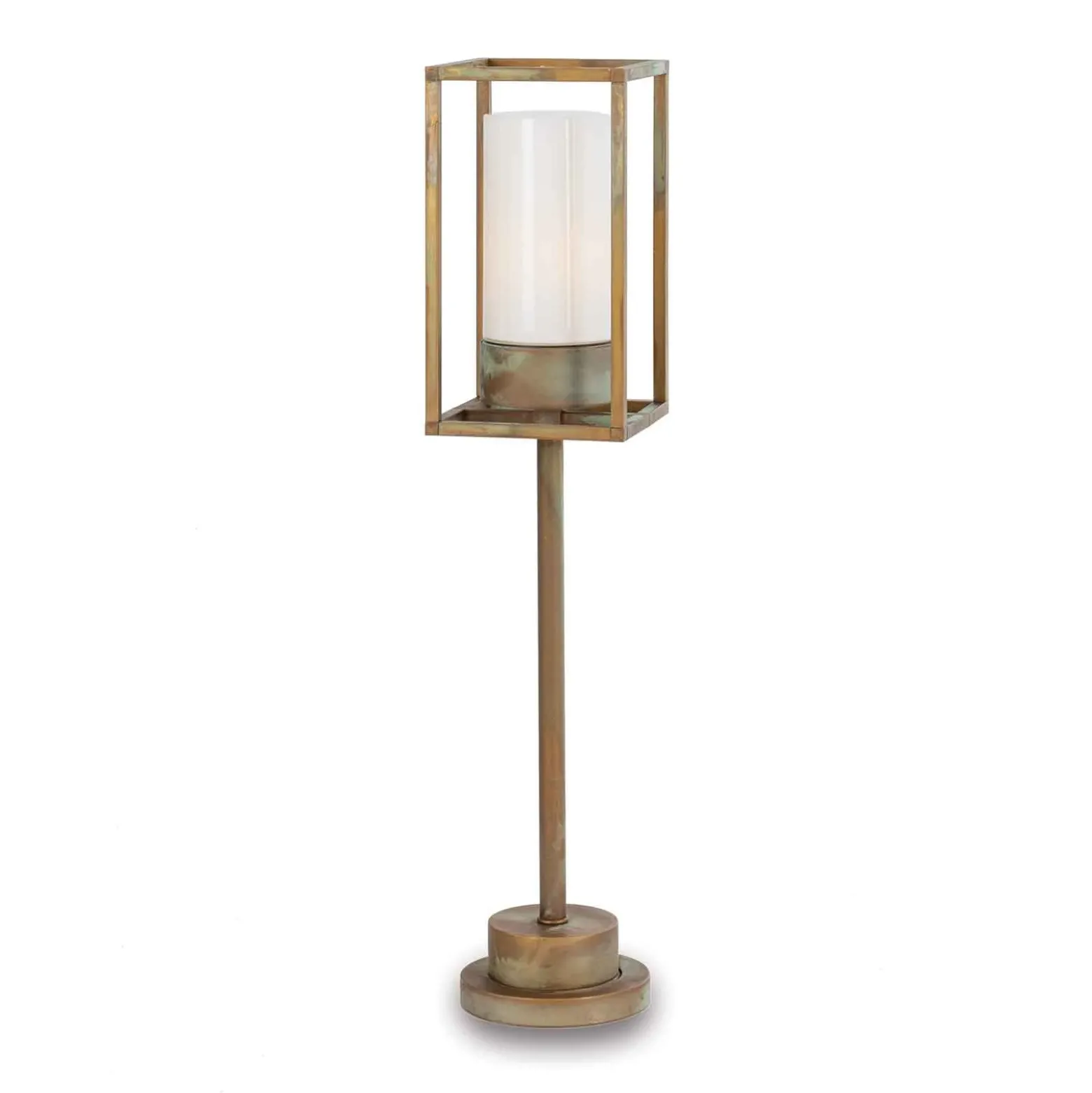 Bolardo luminoso Cubic³ 3370 latón antiguo/opalino