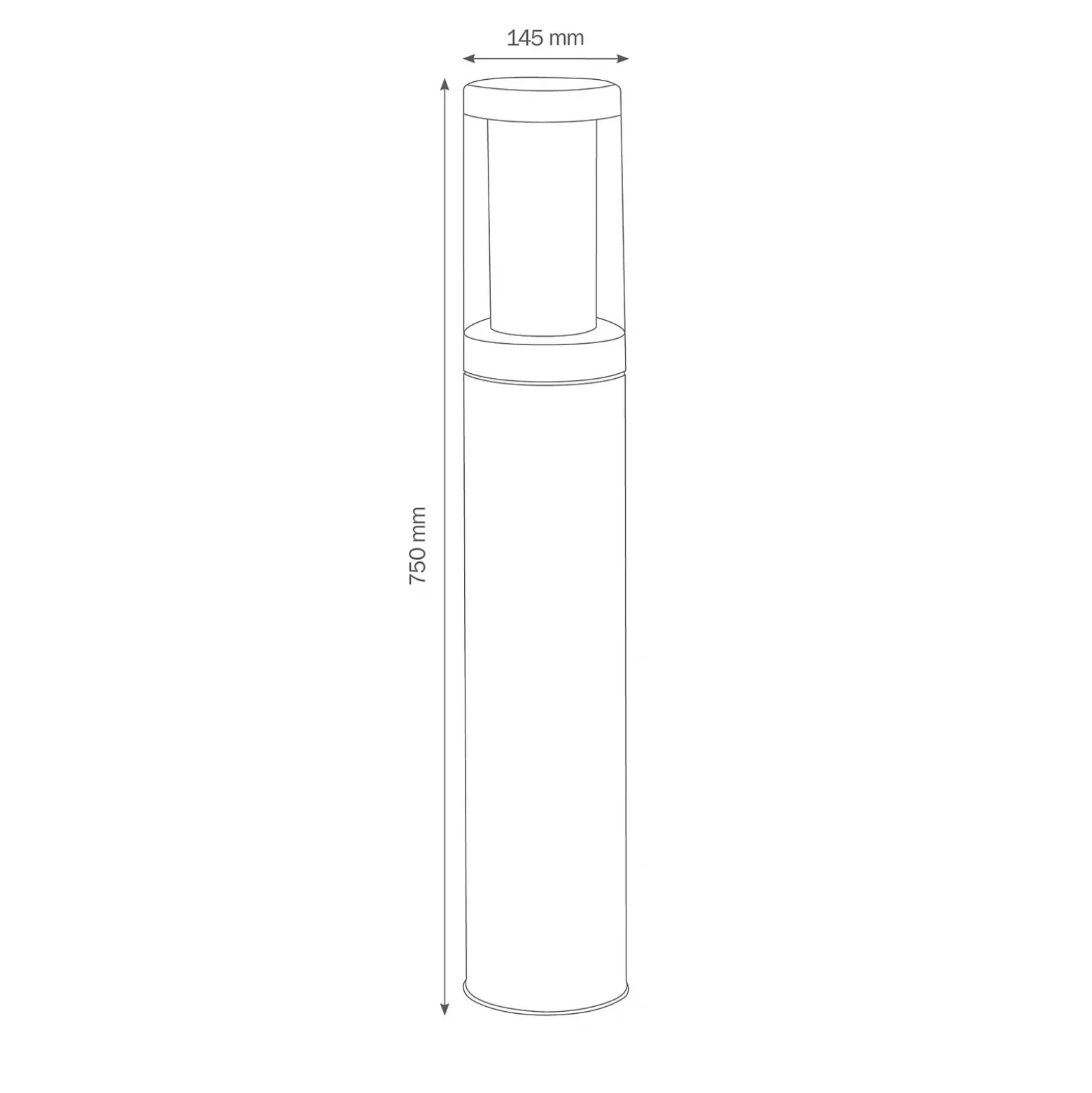 Bolardo luminoso 1256 de acero inoxidable resistente al agua salada 75 cm
