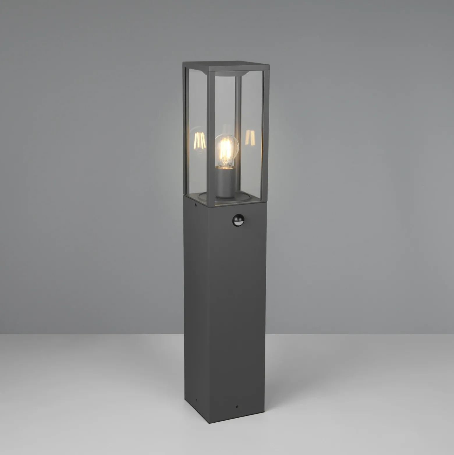 Bolardo luminoso de sensor GARONNE, antracita, altura 80 cm, metal IP44