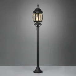 Bolardo luminoso Elvo, negro mate, altura 100 cm, aluminio